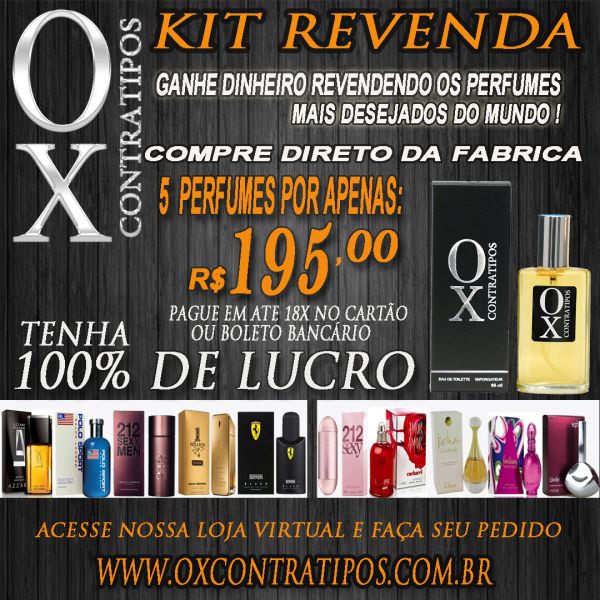 KIT REVENDA COM 5 PERFUMES